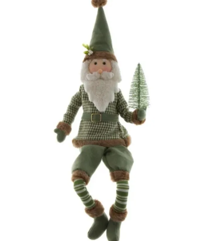 Boutique de Noël Miscellaneous*27" Ornament, Sage Coloured Gnome With Small Pine Tree