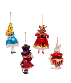 Boutique de Noël Christmas Classics*Alice In Wonderland Glass Ornament 4-Piece Set