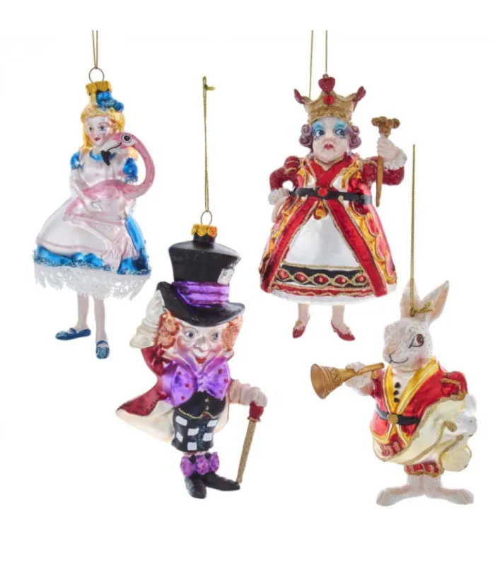 Boutique de Noël Collections*Alice In Wonderland Glass Ornament 4-Piece Set