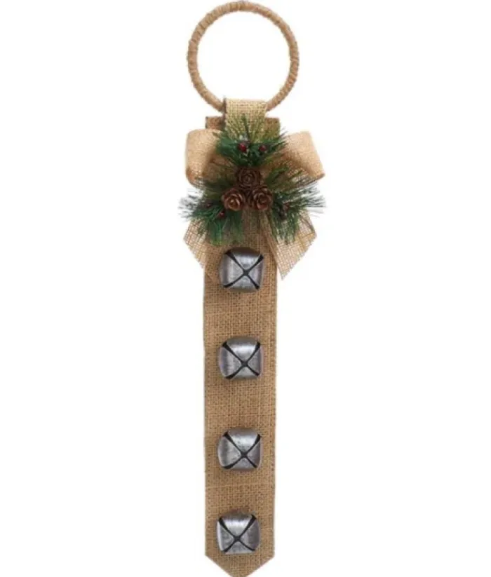 Boutique de Noël Enchanted Forest*Beige Door Hanger With Bells