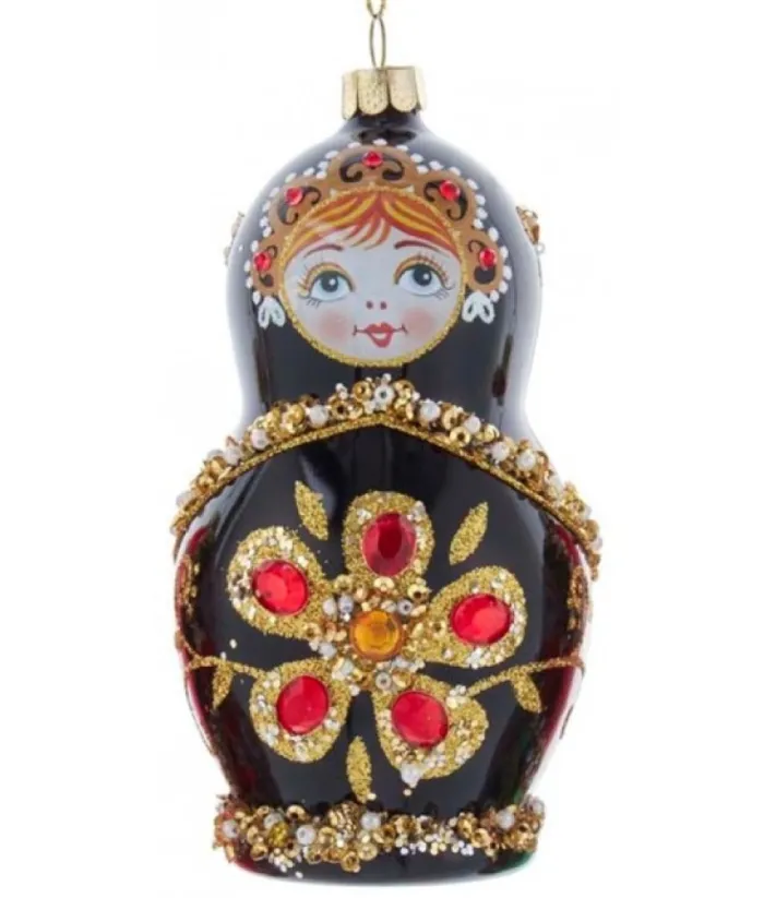 Boutique de Noël Varied Shapes*Black Russian Doll Glass Ornament