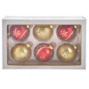 Boutique de Noël Glass Ball Boxes*Box Of 6 Glass Ornaments, Red And Gold