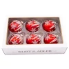 Boutique de Noël Winter Wonderland*Box Of 6 Red Glass Jewelled Glass Balls, Snowflake Design 80Mm