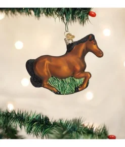 Boutique de Noël Varied Shapes*Brown Mustang Glass Ornament
