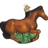 Boutique de Noël Farm House & Western*Brown Mustang Glass Ornament