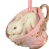 Boutique de Noël Mom'S Kitchen & Bakery*Bunny In Pink Tea Cup, Ornament