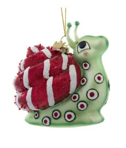 Boutique de Noël Varied Shapes*Candy Cane Shell Snail, Glass Ornament