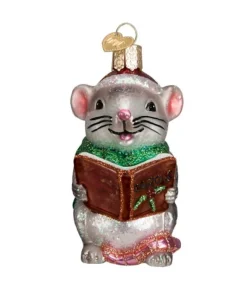 Boutique de Noël Varied Shapes*Caroling Mouse Glass Ornament