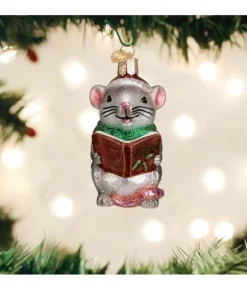 Boutique de Noël Varied Shapes*Caroling Mouse Glass Ornament