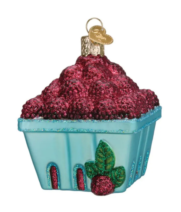 Boutique de Noël Varied Shapes*Carton Of Raspberries Glass Ornament
