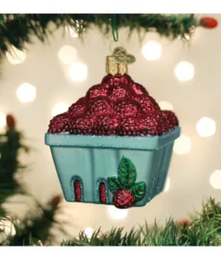 Boutique de Noël Varied Shapes*Carton Of Raspberries Glass Ornament