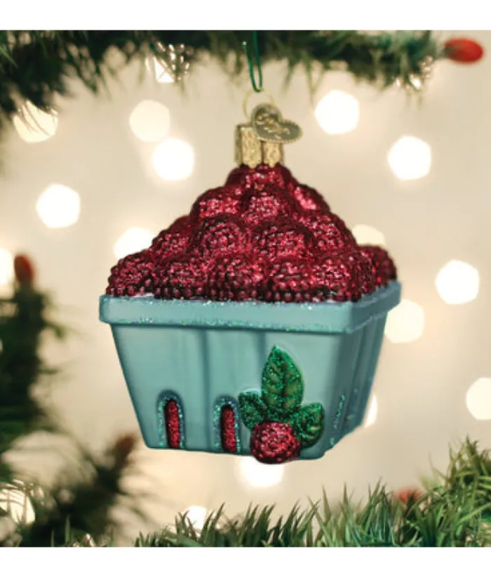 Boutique de Noël Varied Shapes*Carton Of Raspberries Glass Ornament