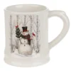 Boutique de Noël Enchanted Forest*Ceramic Mug, Snowman In Forest With Cardinals