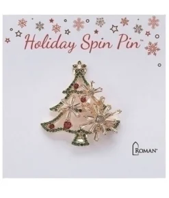 Boutique de Noël Enchanted Forest*Christmas Tree Brooch, With Spinning Ornaments
