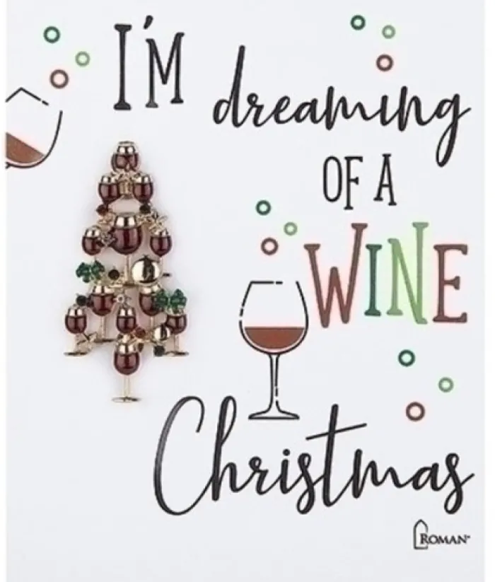 Boutique de Noël Wine Lovers*Christmas Wine Lovers Brooch, "I'M Dreaming Of A Wine Christmas"