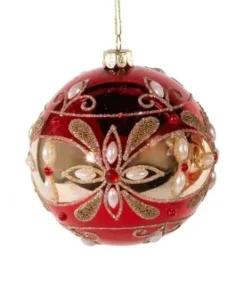 Boutique de Noël Christmas Classics*Classic Red/Gold Glass Ball Ornament
