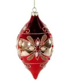 Boutique de Noël Collections*Classic Red/Gold Glass Ball Ornament