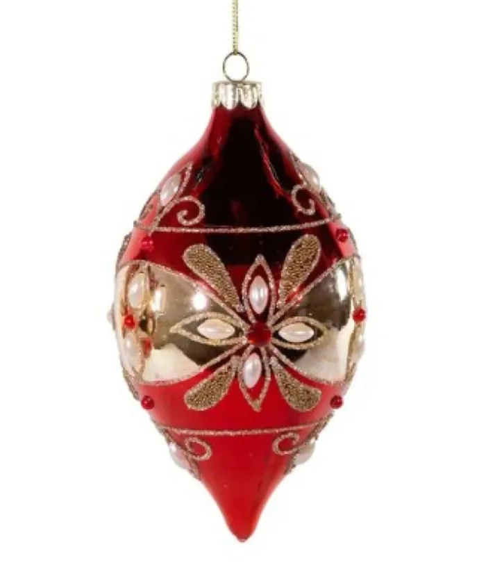 Boutique de Noël Christmas Classics*Classic Red/Gold Glass Ball Ornament
