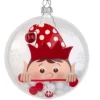 Boutique de Noël Miscellaneous*Clear Glass Ornament With Elf Motif And Snow Ball Filling, 4" Large