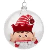 Boutique de Noël Miscellaneous*Clear Glass Ornament With Elf Motif And Snow Ball Filling, 4" Large