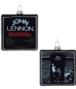 Boutique de Noël Varied Shapes*Collectible Ornament In Glass, 1975 Vinyl Record "Rock And Roll" By John Lennon