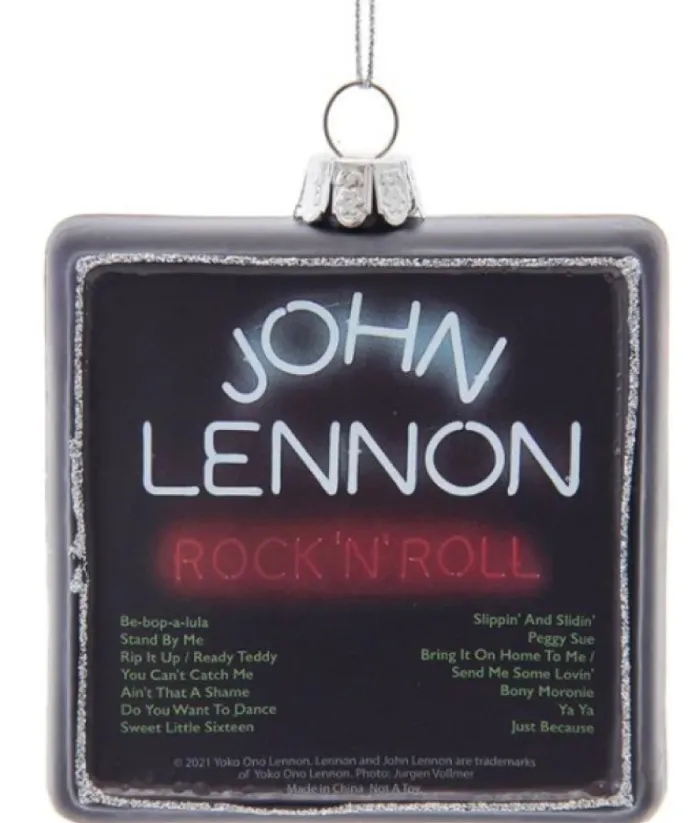 Boutique de Noël Miscellaneous*Collectible Ornament In Glass, 1975 Vinyl Record "Rock And Roll" By John Lennon