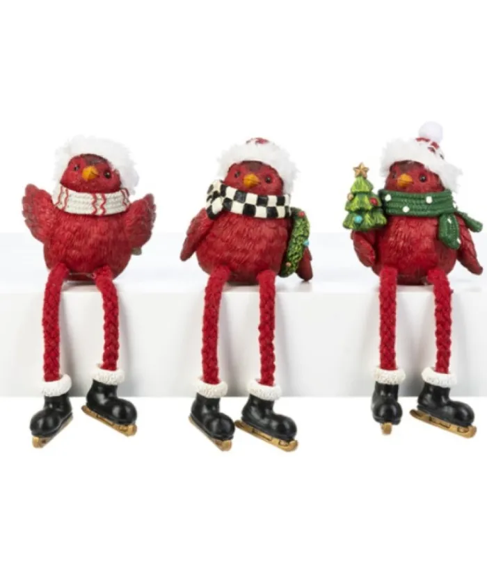 Boutique de Noël Birds & Owls*Cozy Cardinal With Checkered Scarf, Table Decoration, 4" Tall