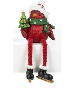 Boutique de Noël Miscellaneous*Cozy Cardinal With Green Scarf, Table Decoration, 4" Tall