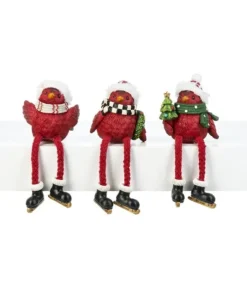 Boutique de Noël Birds & Owls*Cozy Cardinal With Green Scarf, Table Decoration, 4" Tall