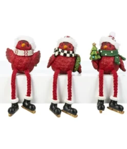 Boutique de Noël Miscellaneous*Cozy Cardinal With White Scarf, Table Decoration, 4" Tall