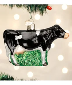 Boutique de Noël Varied Shapes*Dairy Black Cow Glass Ornament