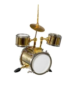 Boutique de Noël Music*Drum Kit In Metal, 4"Ornament In Black Jewel Box