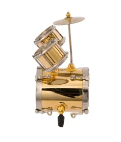 Boutique de Noël Music*Drum Kit In Metal, 4"Ornament In Black Jewel Box