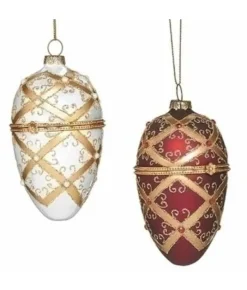 Boutique de Noël Christmas Classics*Faberge Red/Gold Glass Ornament