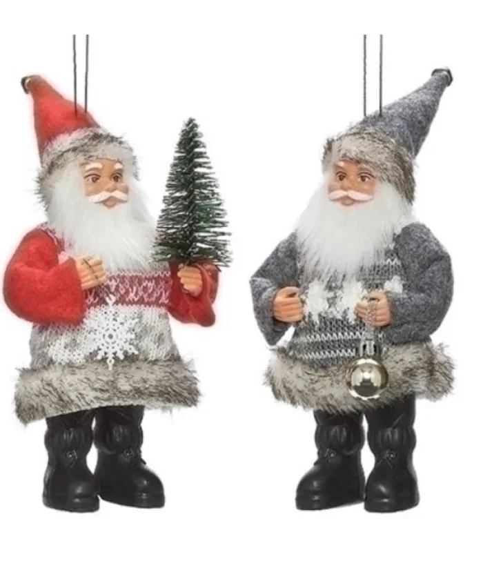 Boutique de Noël Christmas Classics*Fabric Santa Claus Ornament, With Grey Sweater