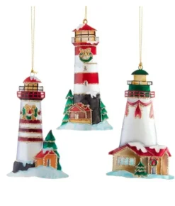 Boutique de Noël Christmas Classics*Festive Lighthouse, Tin Metal Ornament