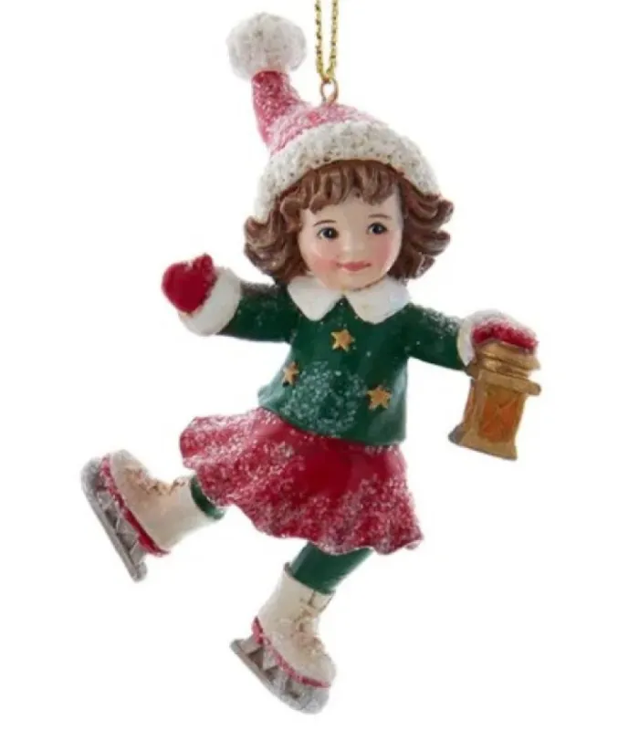 Boutique de Noël Santa'S Workshop*German Ice Skating Girl With Brown Hair Ornament