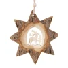 Boutique de Noël Rustic*German Wood, Ornament, 8 Pointed Star Shape With Stag In Forest, Carved In Centre, 10Cm