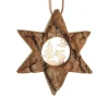Boutique de Noël Rustic*German Wood, Ornament, Star Shape With Carved Moose