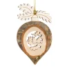 Boutique de Noël Enchanted Forest*German Wooden Ornament, Raindrop Shape With Oak Leaves
