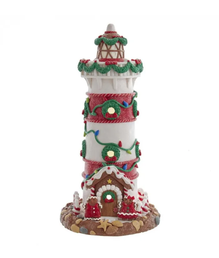 Boutique de Noël Ginger Bread & Candy Shoppe*Gingerbread Lighthouse 13.5" Led