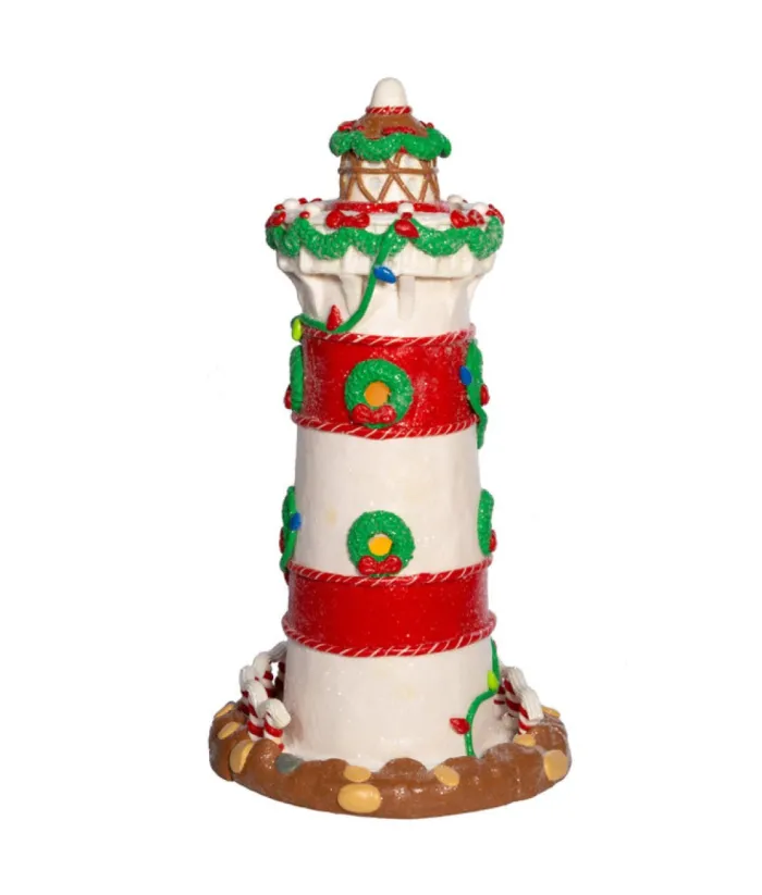 Boutique de Noël Ginger Bread & Candy Shoppe*Gingerbread Lighthouse 13.5" Led