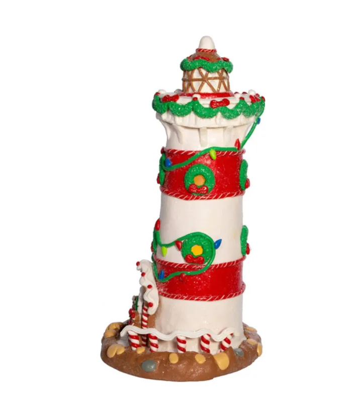 Boutique de Noël Ginger Bread Houses*Gingerbread Lighthouse 13.5" Led