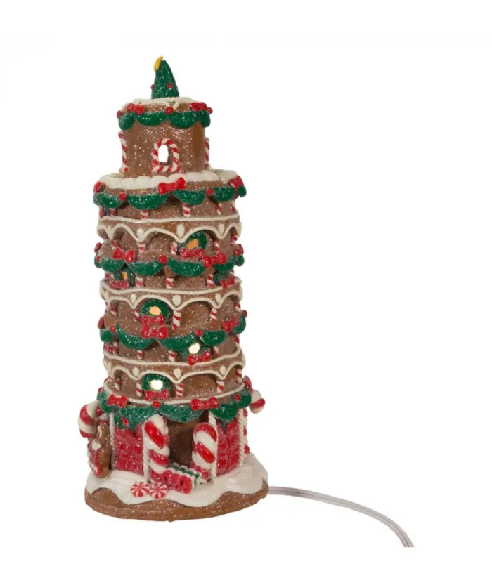 Boutique de Noël Usb & Led*Gingerbread Tower Of Pisa 10" Led