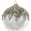 Boutique de Noël Varied Shapes*Glass Ball Ornament, Silver And Ice Spangling, With Fake Pearls