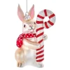 Boutique de Noël Enchanted Forest*Glass Bunny/Candy Cane Ornament