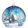 Boutique de Noël Varied Shapes*Glass Disk Ornament, Winter Forest And Church Scene.