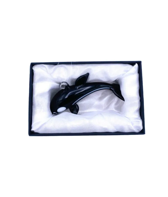 Boutique de Noël Under The Sea*Glass Orca Whale Ornament
