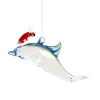 Boutique de Noël Under The Sea*Glass Ornament Dolphin Red Hat