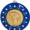 Boutique de Noël Music*Glass Ornament, Gold And Blue Disc With Elvis' Likeness